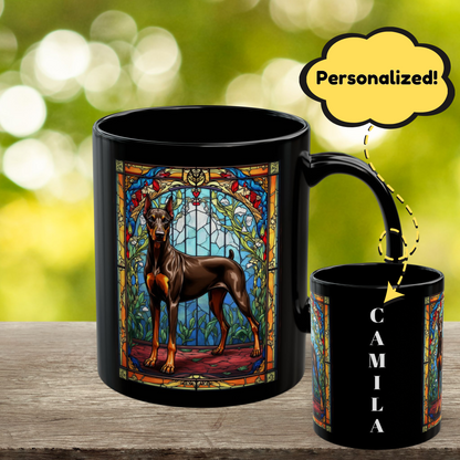 Doberman Pinscher (Red & Rust) Personalized Mug, Pet Lover Mug, Dog Coffee Mug, Custom Dobie Name Mug, Dog Lover Gift, Dog-Themed Mug
