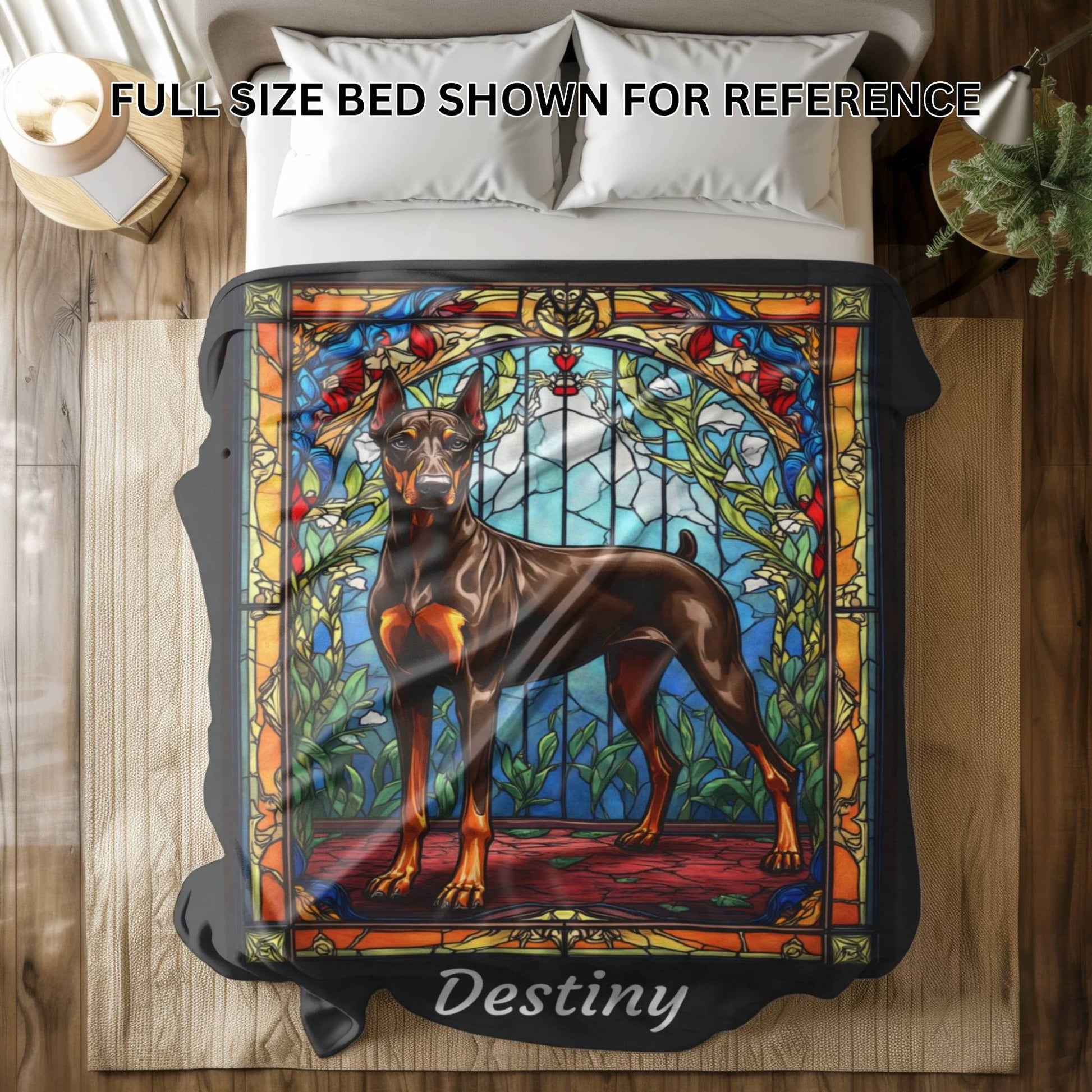 Doberman Pinscher (Red & Rust) Personalized Velveteen Plush Blanket, Pet Lover Gift, Doberman Pet Blanket, Dog Lover Gift