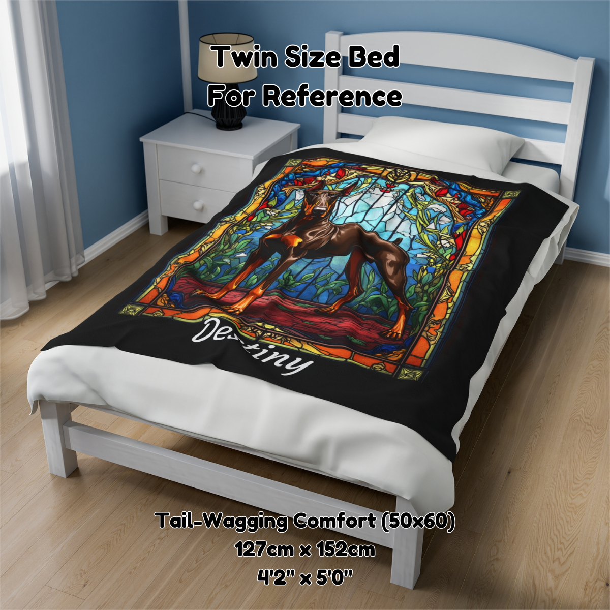 Doberman Pinscher (Red & Rust) Personalized Velveteen Plush Blanket, Pet Lover Gift, Doberman Pet Blanket, Dog Lover Gift