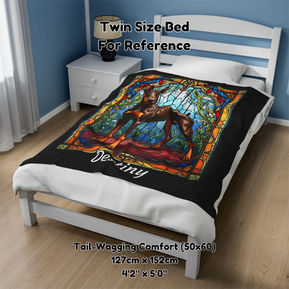 Doberman Pinscher (Red & Rust) Personalized Velveteen Plush Blanket, Pet Lover Gift, Doberman Pet Blanket, Dog Lover Gift