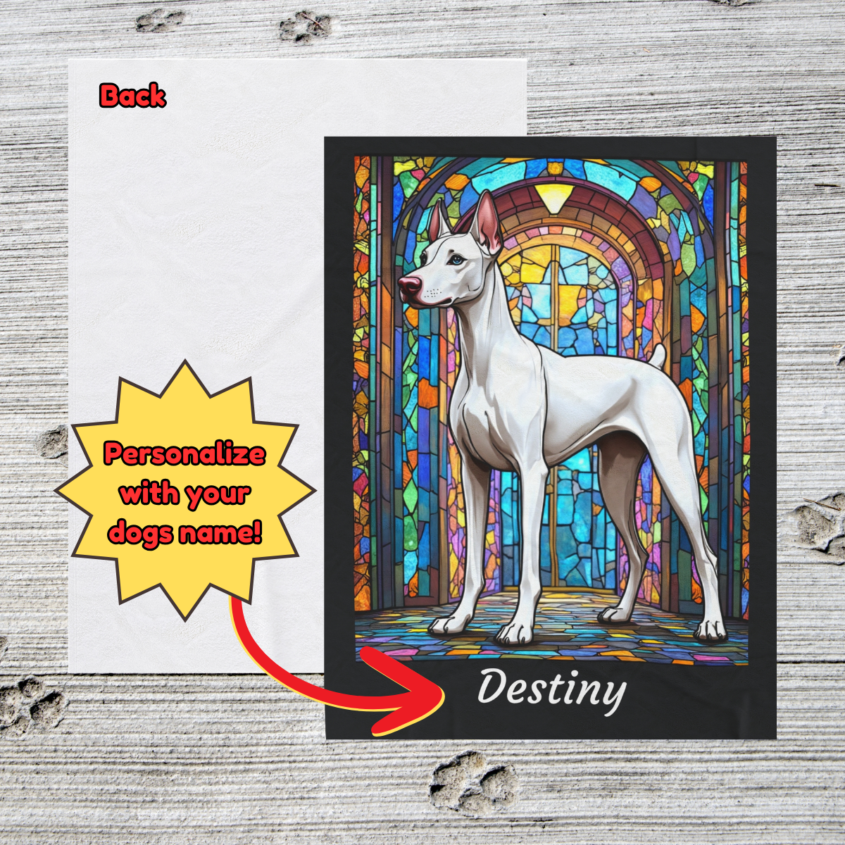 Doberman Pinscher (White) Personalized Velveteen Plush Blanket, Pet Lover Gift, Doberman Pet Blanket, Dog Lover Gift