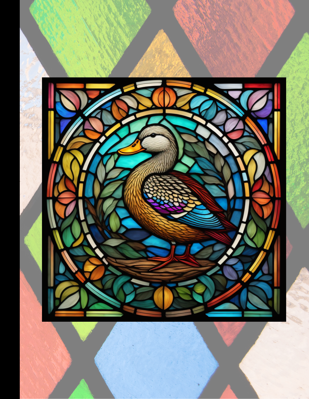 Duck - Stained Glass Zoo Animals Composition Notebook