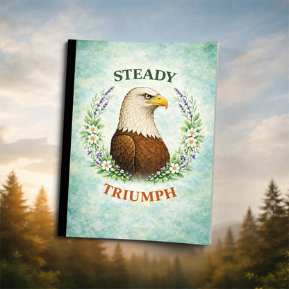 Shop our eagle vision triumph eagle themed composition notebook featuring the Standard Blue Lined style option from MySisterIsASurvivor.