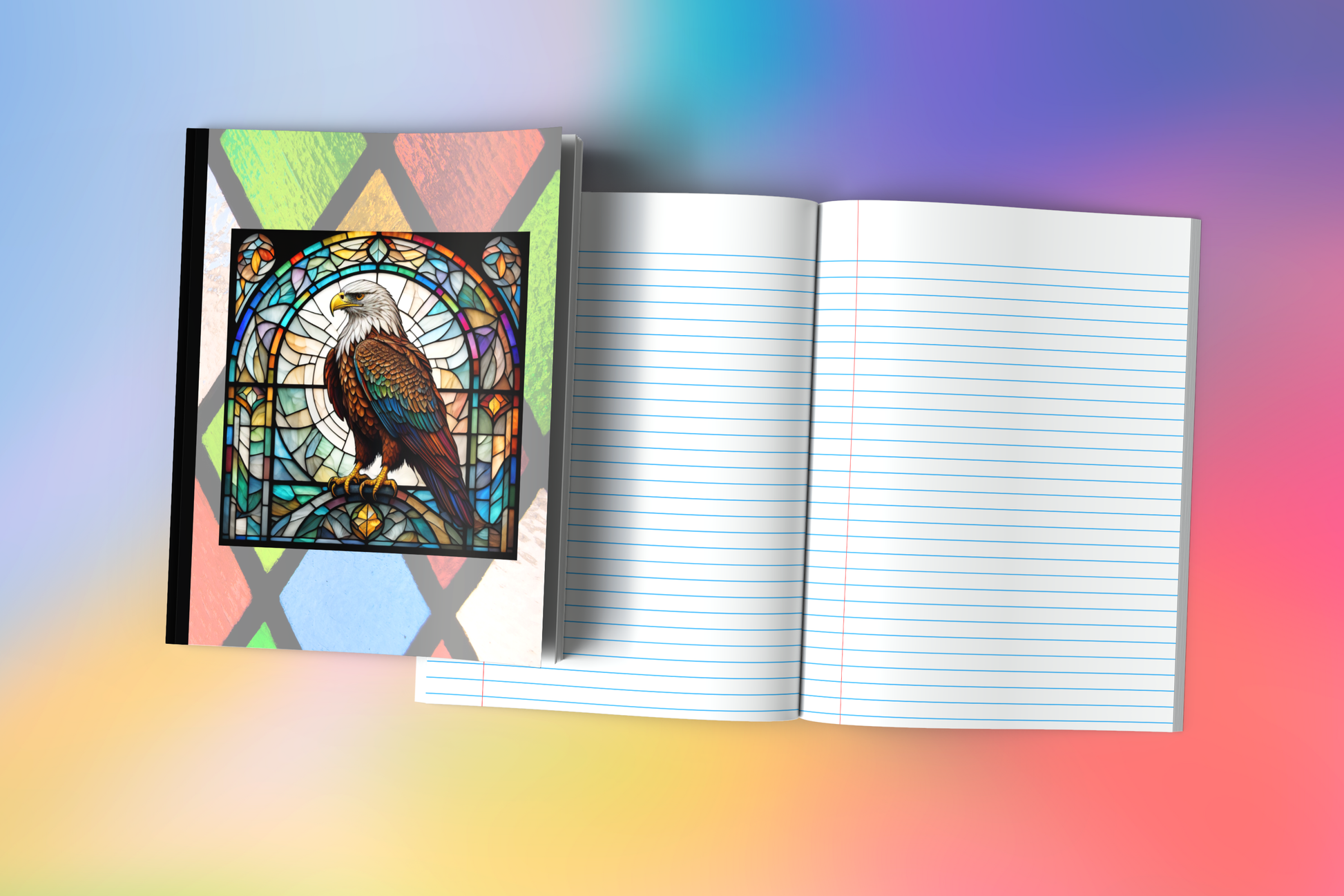 Eagle - Stained Glass Zoo Animals Composition Notebook