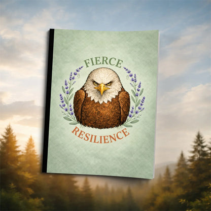 Shop our raptor resilience eagle themed composition notebook featuring the Standard Blue style option from MySisterIsASurvivor.