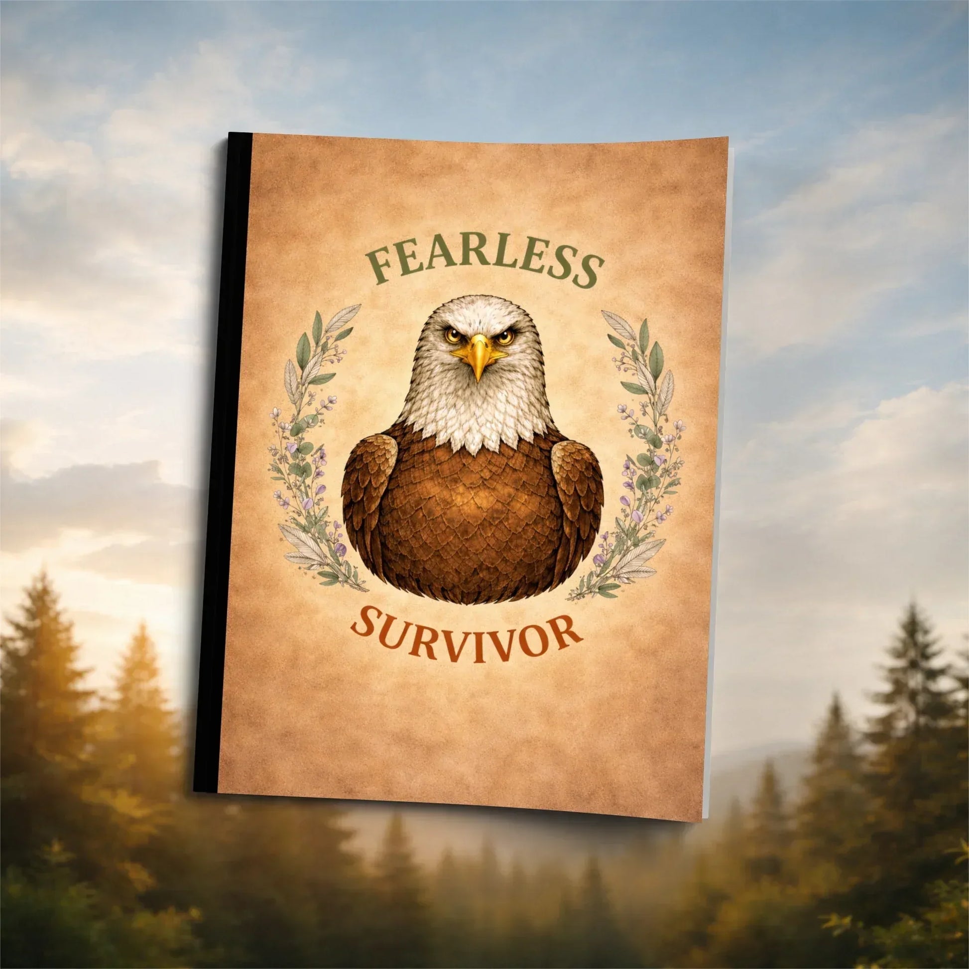 Shop our feathers of resilience eagle themed composition notebook featuring the Standard Blue style option from MySisterIsASurvivor.