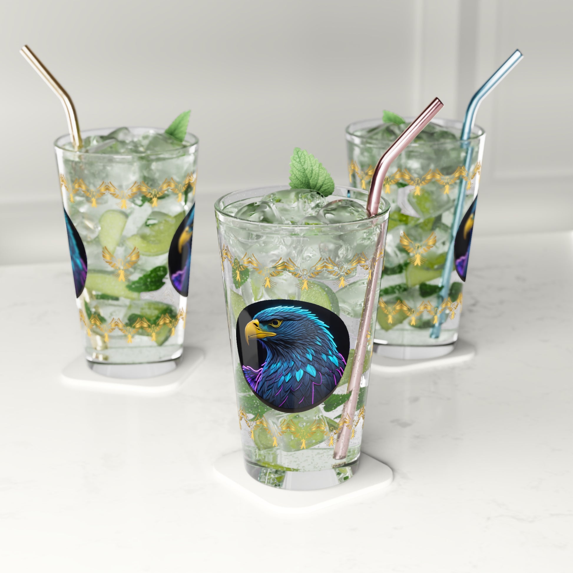 Eagle Vision Triumph 16oz Eagle Pint Glass - Symbol of Strength, Resilience, and Mental Health Awareness