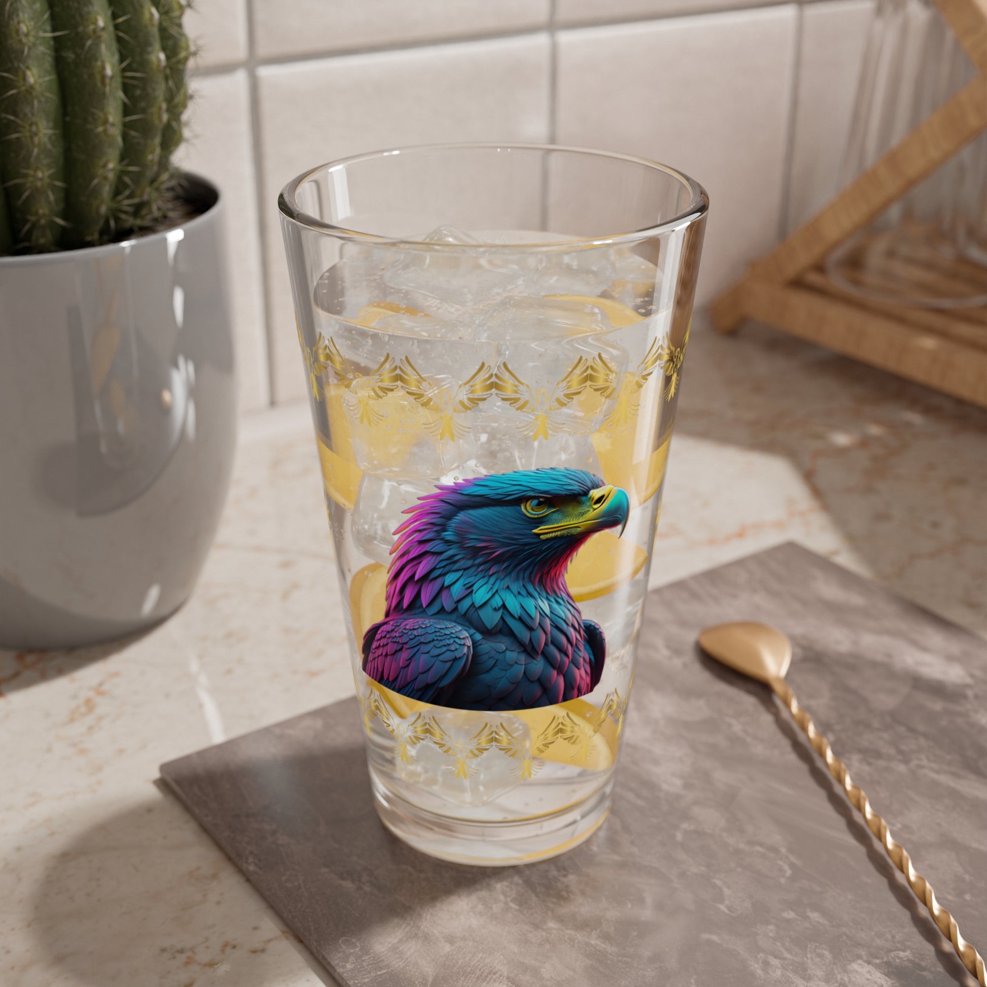 Eagle's Fortitude 16oz Eagle Pint Glass - Symbol of Strength, Resilience, and Mental Health Awareness