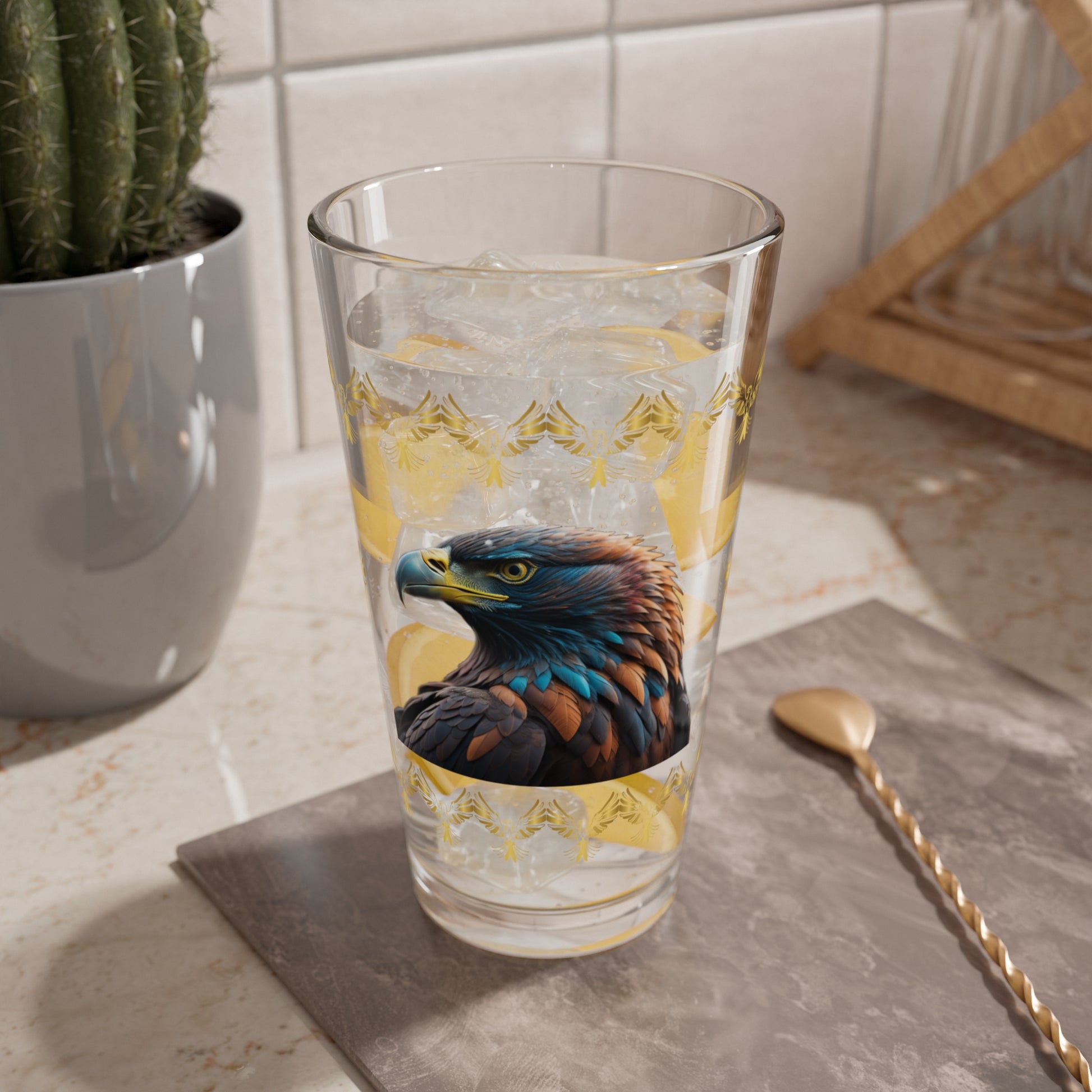 Eagle's Inspiration 16oz Eagle Pint Glass - Symbol of Strength, Resilience, and Mental Health Awareness