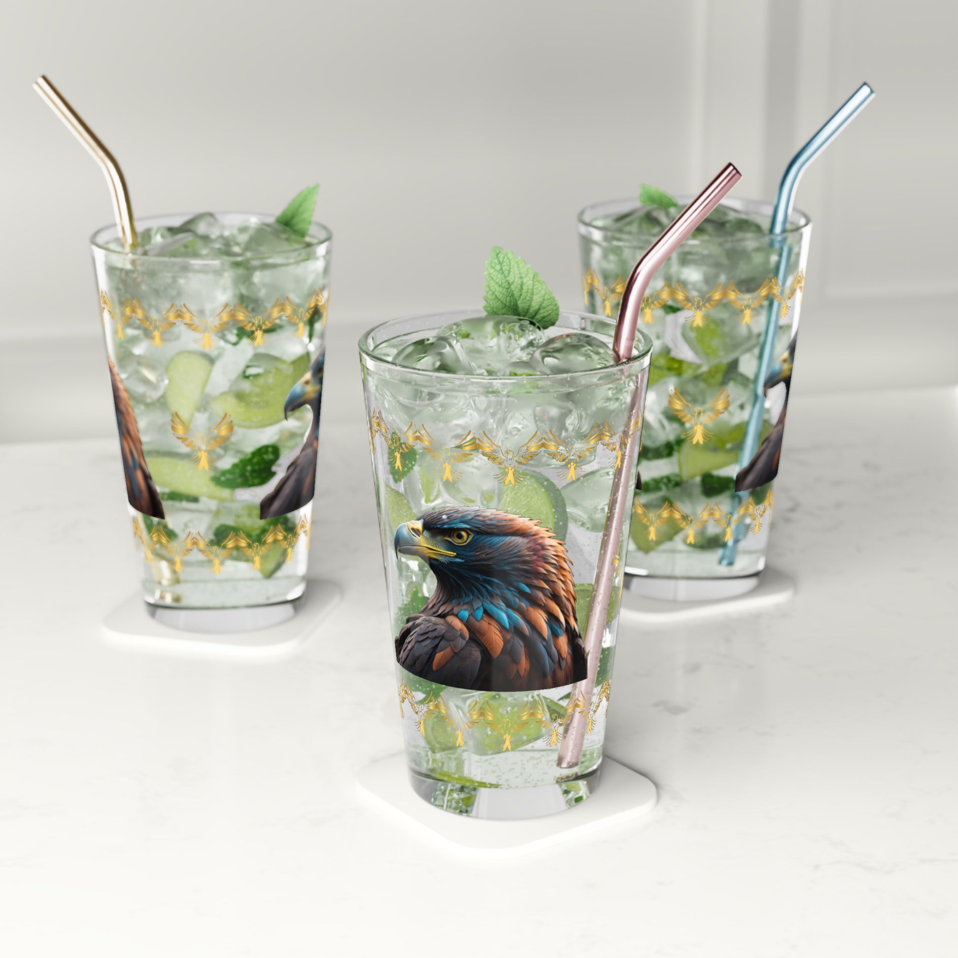 Eagle's Inspiration 16oz Eagle Pint Glass - Symbol of Strength, Resilience, and Mental Health Awareness