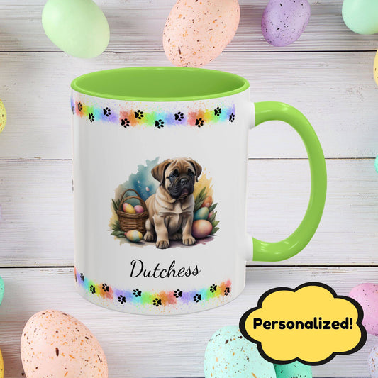 English Mastiff: Personalized Easter Puppy Coffee Mug - Adorable Dog Design, Mental Health Gift, 11oz & 15oz, 12 Color Choices, Easter Gifts & Décor