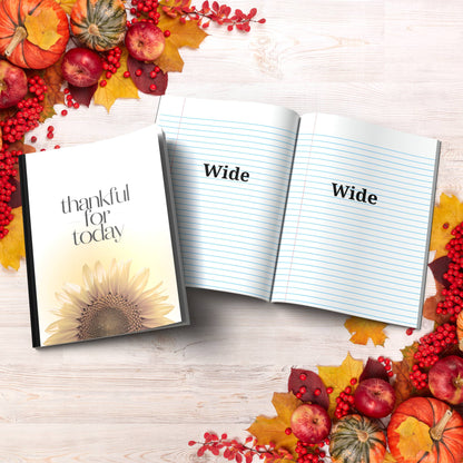 Thankful For Today paperback composition notebook for positivity, reflection, and mindful writing.