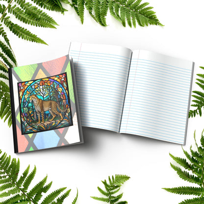 Cheetah stained glass zoo animals paperback journal composition notebook for creative writing and self-care
