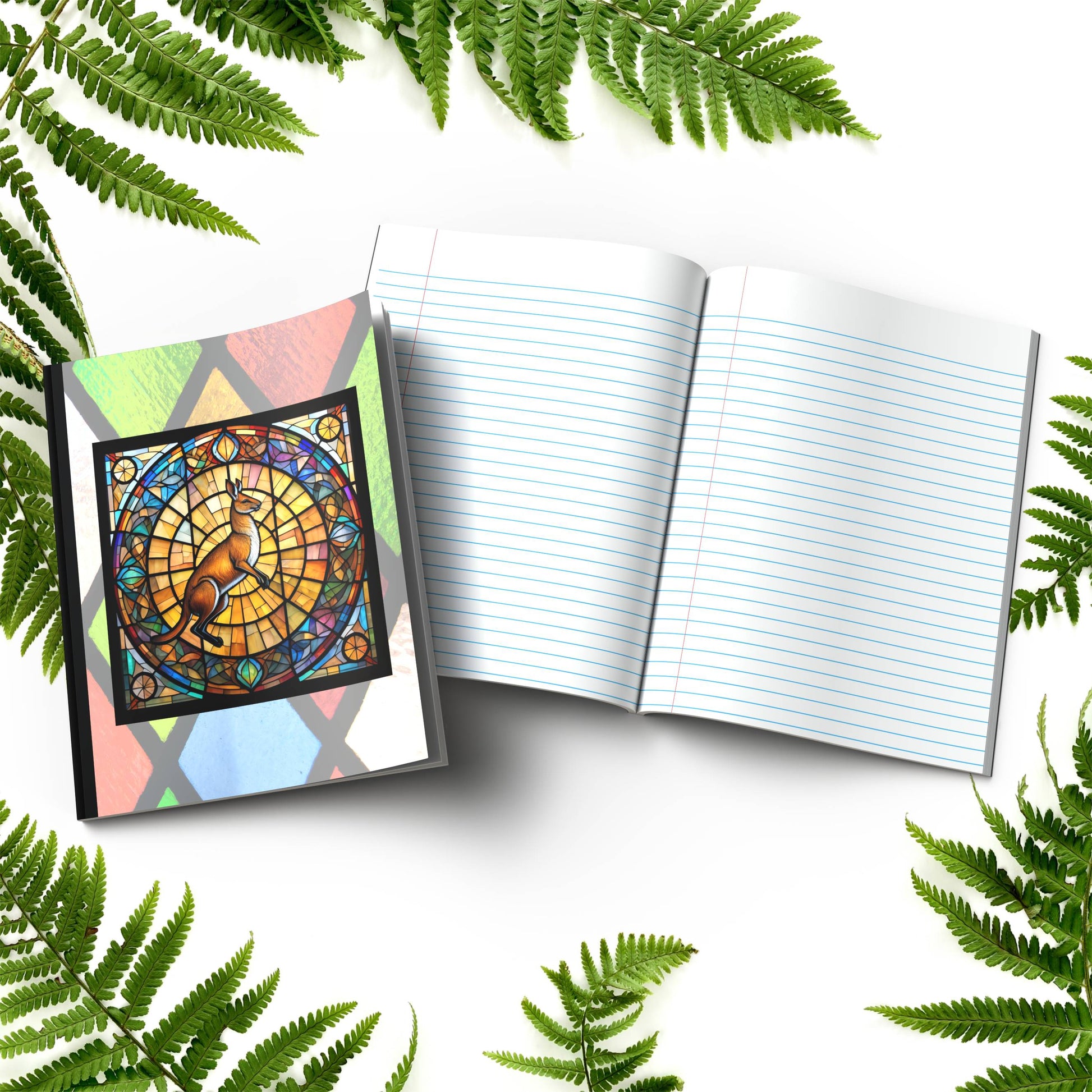 Kangaroo stained glass zoo animals paperback composition notebook journal for creative writing and note-taking