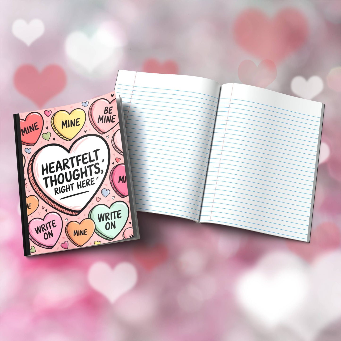 Paperback journal "Heartfelt Thoughts Right Here" featuring inspiring design, ideal for reflection, mental wellness, and daily journaling.