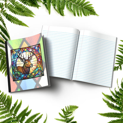 Deer stained glass zoo animals paperback composition notebook journal for mindfulness, journaling, and notes