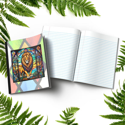 Lion stained glass zoo animals paperback composition notebook journal for mindful writing, notes, and self-care