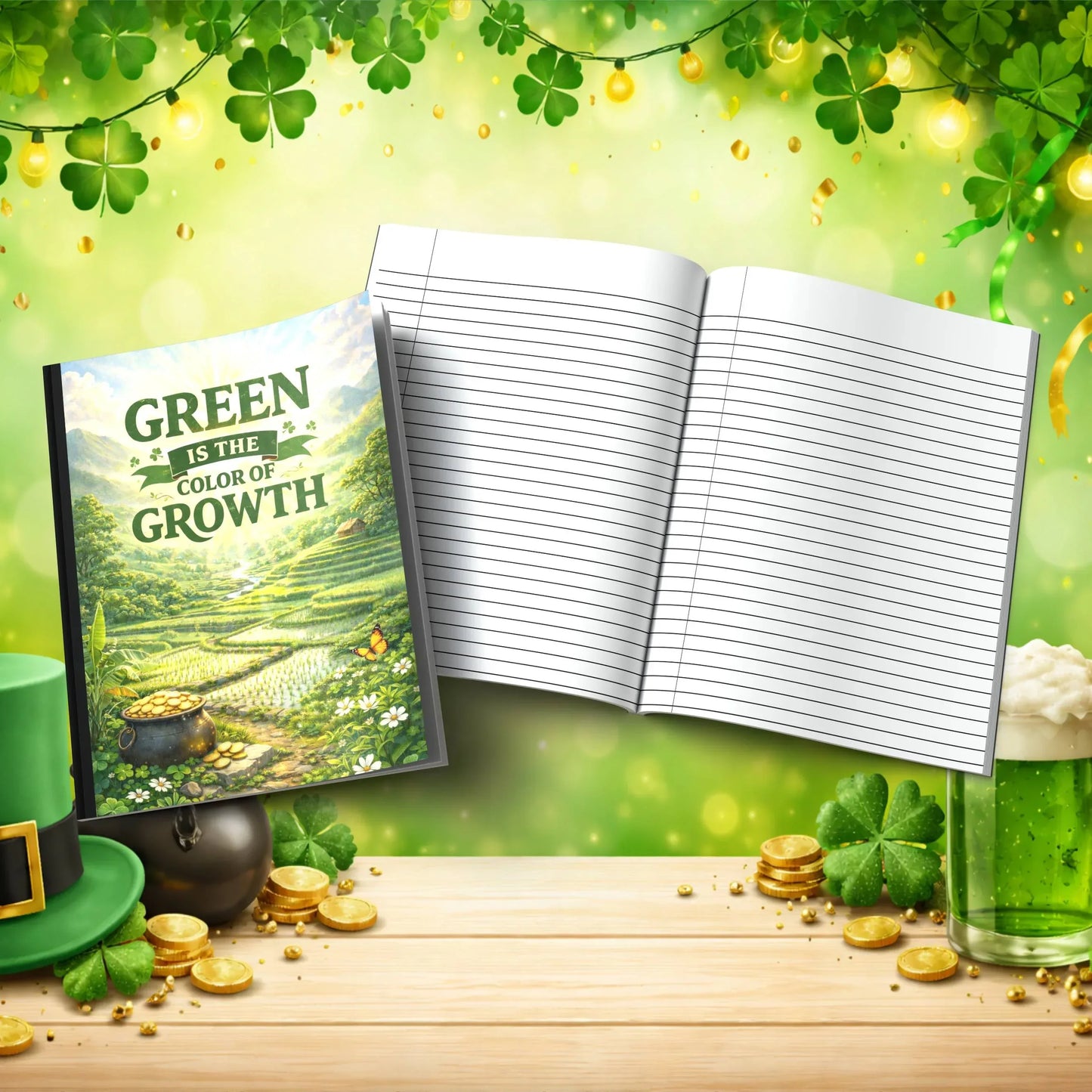 Shop our premium green is the color of growth st patricks day journal from MySisterIsASurvivor.