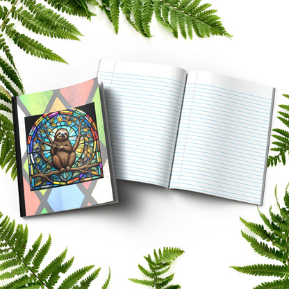 Sloth stained glass zoo animals paperback composition notebook journal for relaxation, mindful writing, and notes