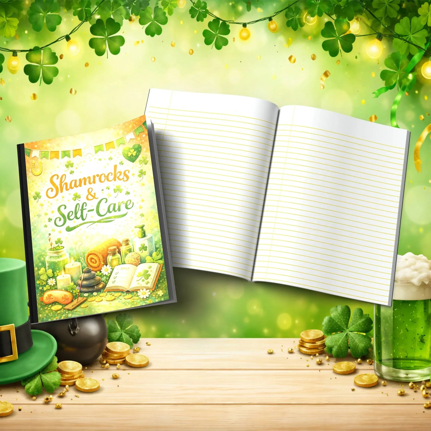 Shop our premium shamrocks self care st patricks day journal from MySisterIsASurvivor.