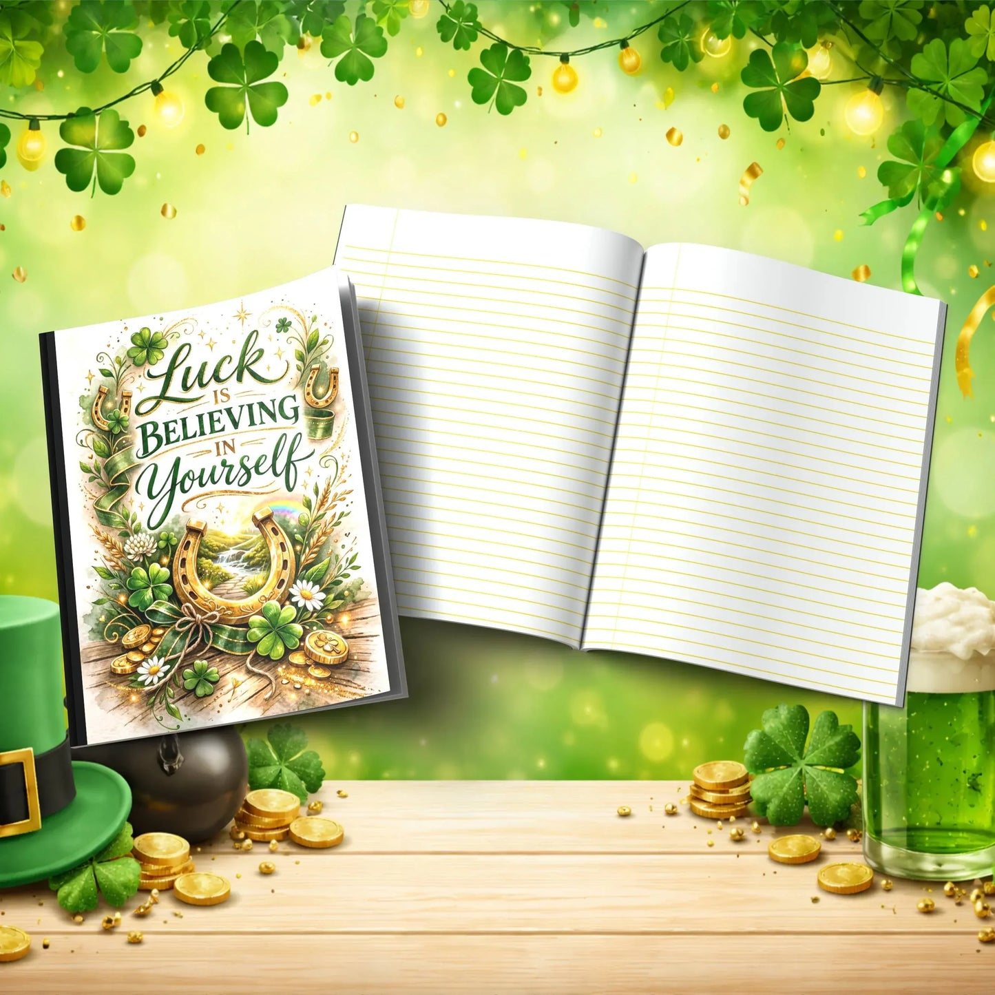 Shop our premium luck is believing in yourself st patricks day journal from MySisterIsASurvivor.