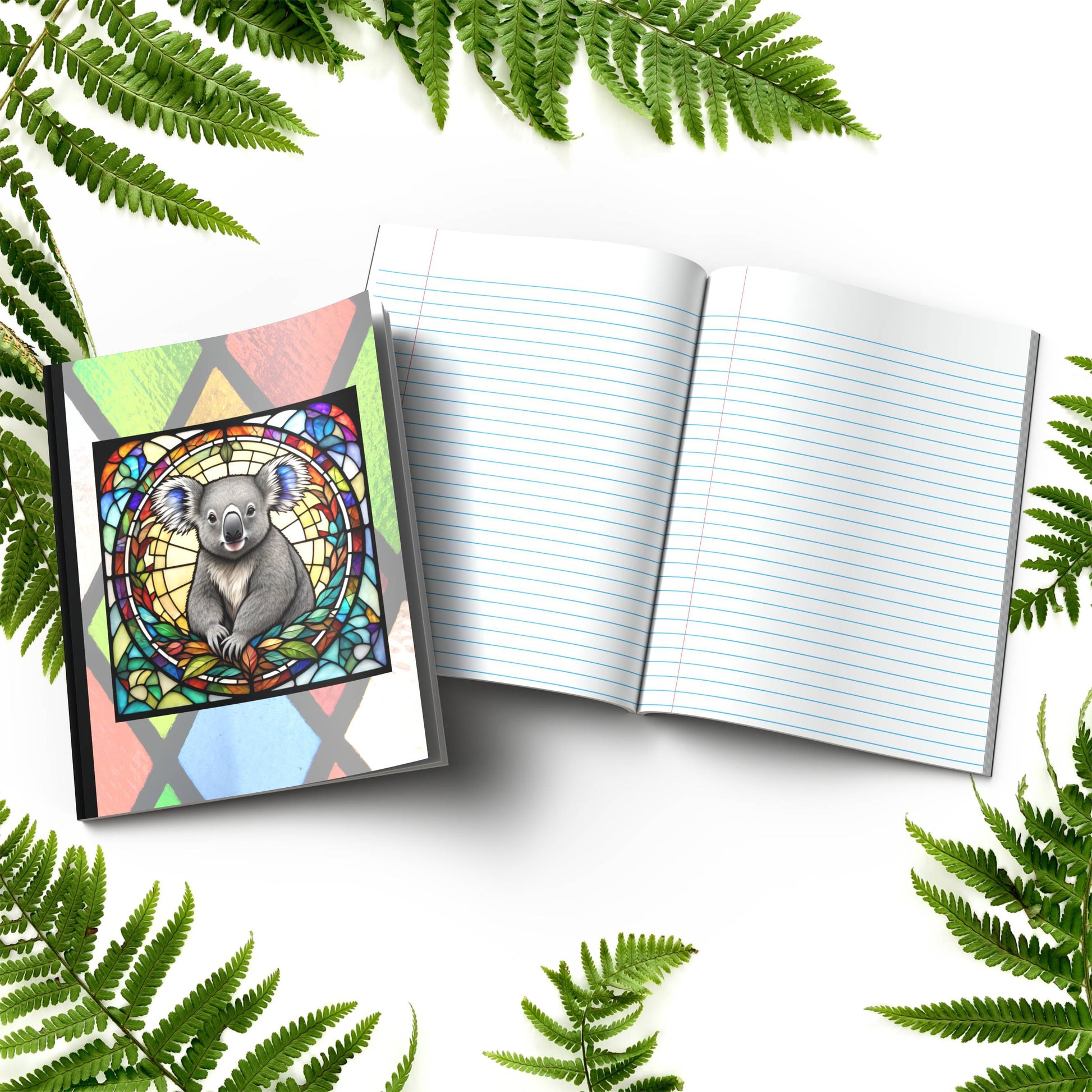 Koala stained glass zoo animals paperback journal composition notebook for mindfulness, journaling, and writing
