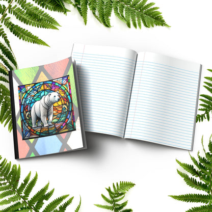 Polar bear stained glass zoo animals paperback composition notebook journal for creative writing and daily notes