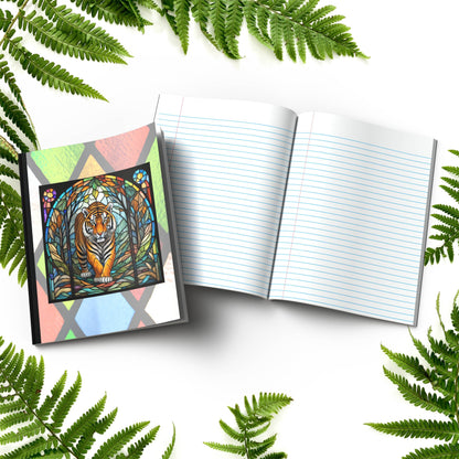 Tiger stained glass zoo animals paperback writing journal composition notebook for mindfulness and daily journaling