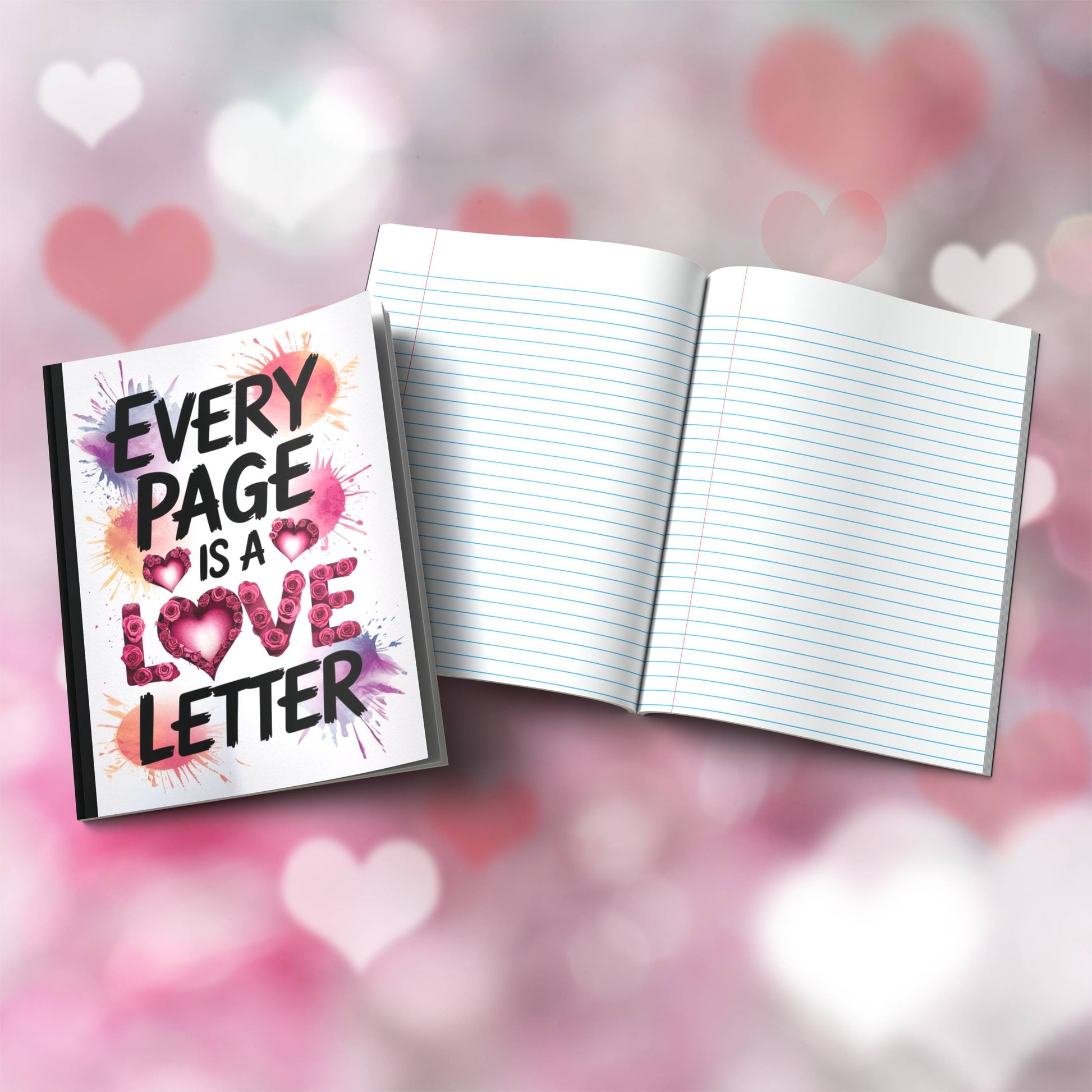Paperback journal "Every Page Is A Love Letter" with motivational cover, perfect for mindfulness, journaling, self-care, and positivity.
