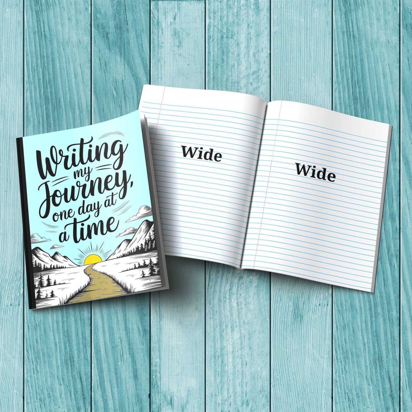 Writing My Journey One Day At A Time sturdy cardstock cover notebook for mindfulness journaling and reflections.