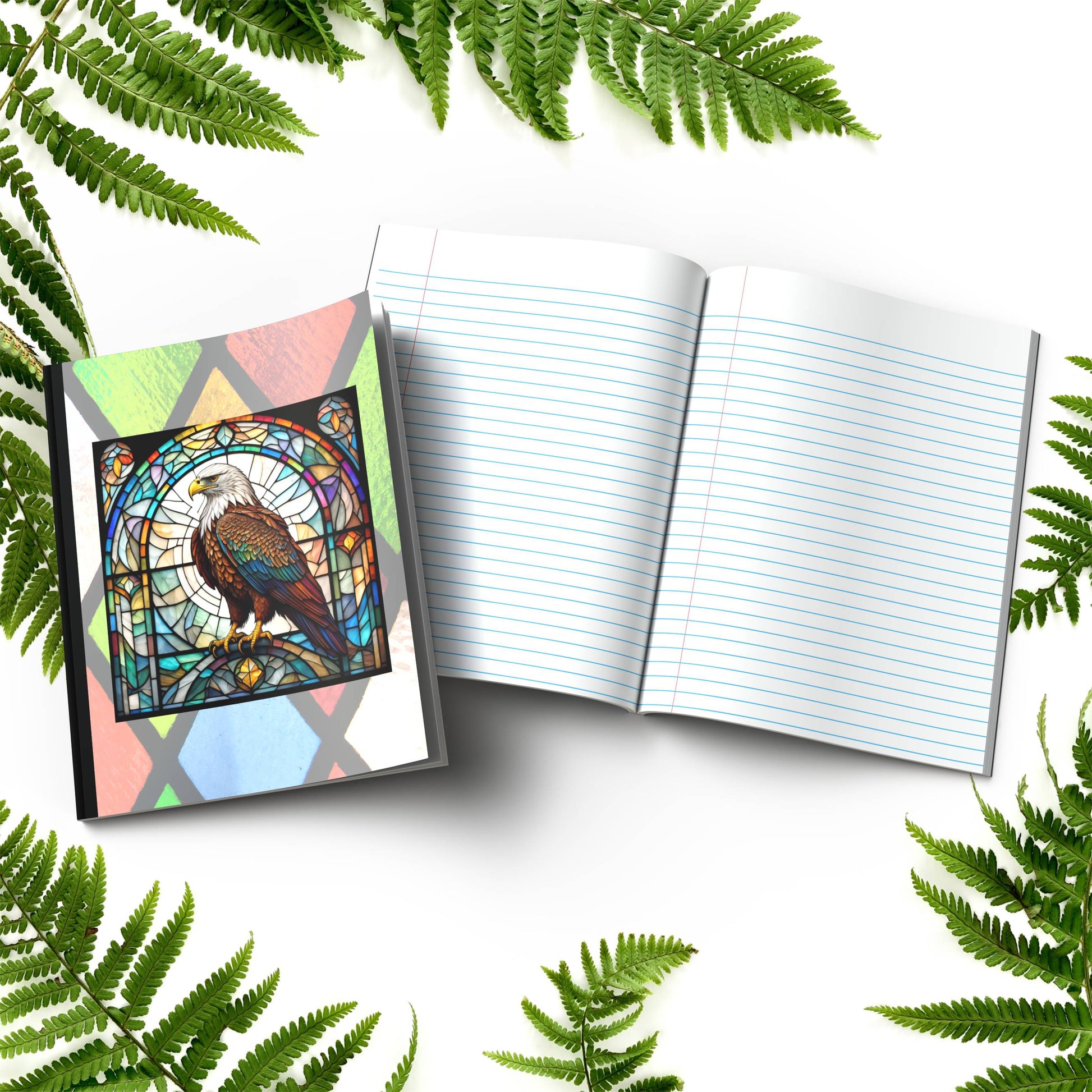 Eagle stained glass zoo animals paperback composition notebook journal for inspiration, writing, and reflection