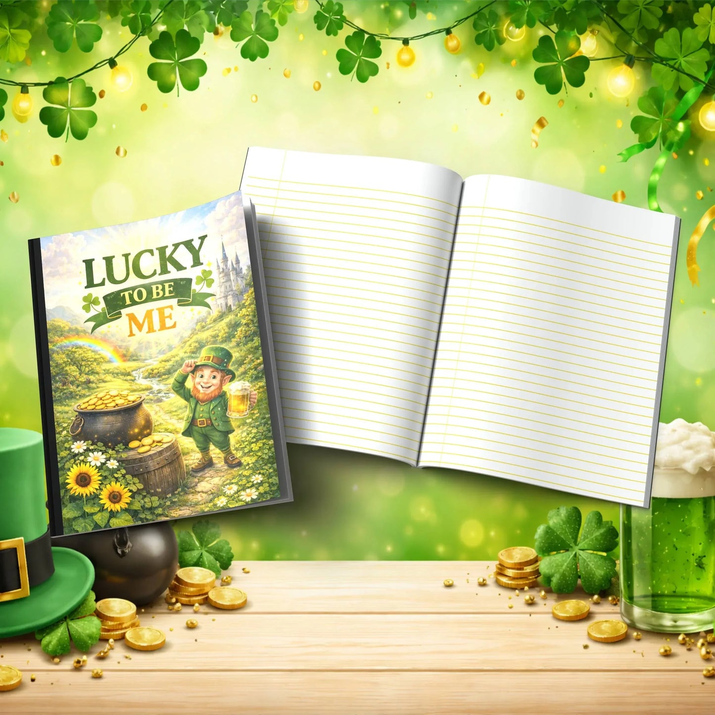 Shop our lucky to be me st patricks day journal featuring the Black Lined style option from MySisterIsASurvivor.