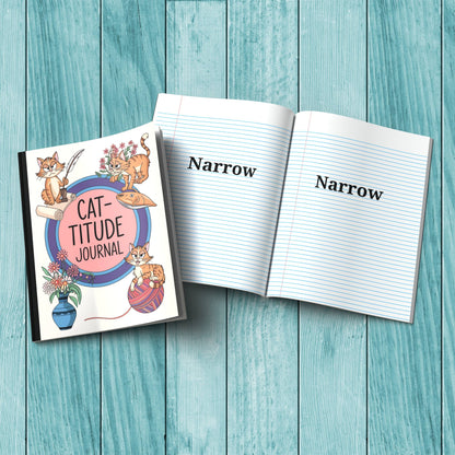 Cute Cat-titude sturdy cover composition notebook for stress relief, journaling, and therapy reflections.