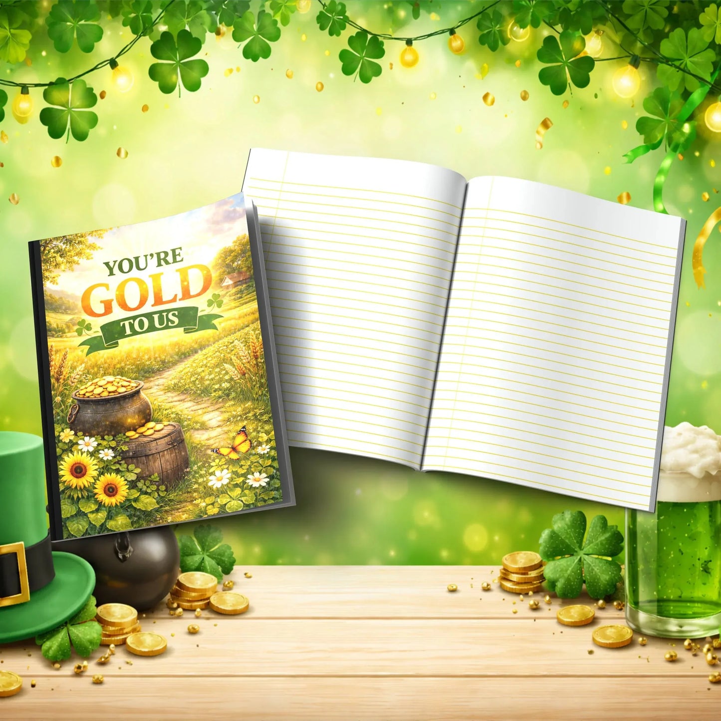 Shop our youre gold to us st patricks day journal featuring the Shamrock Green Lined style option from MySisterIsASurvivor.