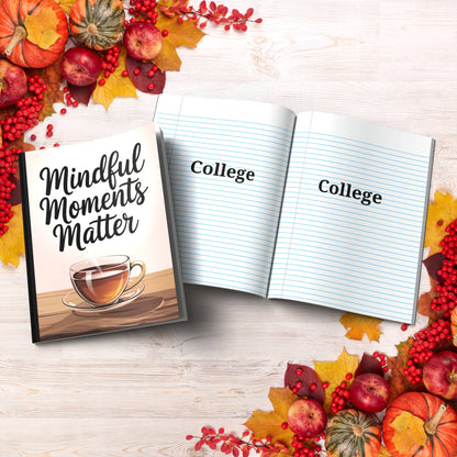 Mindful Moments Matter paperback composition notebook for journaling, self-care, and mindful writing.