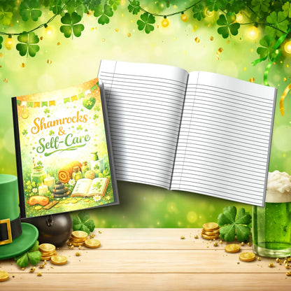 Shop our shamrocks self care st patricks day journal featuring the Black Lined style option from MySisterIsASurvivor.