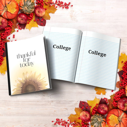 Thankful For Today paperback composition notebook for positivity, reflection, and mindful writing.