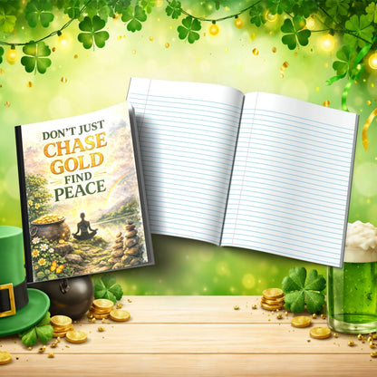 Shop our dont just chase gold find peace st patricks day journal featuring the Gold Lined style option from MySisterIsASurvivor.