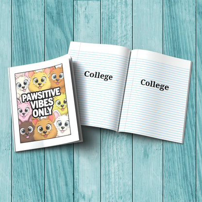 Pawsitive Vibes Only sturdy cardstock cover notebook for affirmations, journaling, and mindfulness writing.