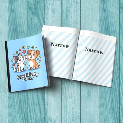 Pawsitivity Planner sturdy cover notebook for therapy notes, mindfulness, and stress relief journaling.
