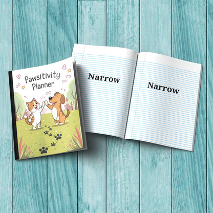 Pawsitivity Planner sturdy cardstock cover composition notebook for mindfulness and daily journaling.