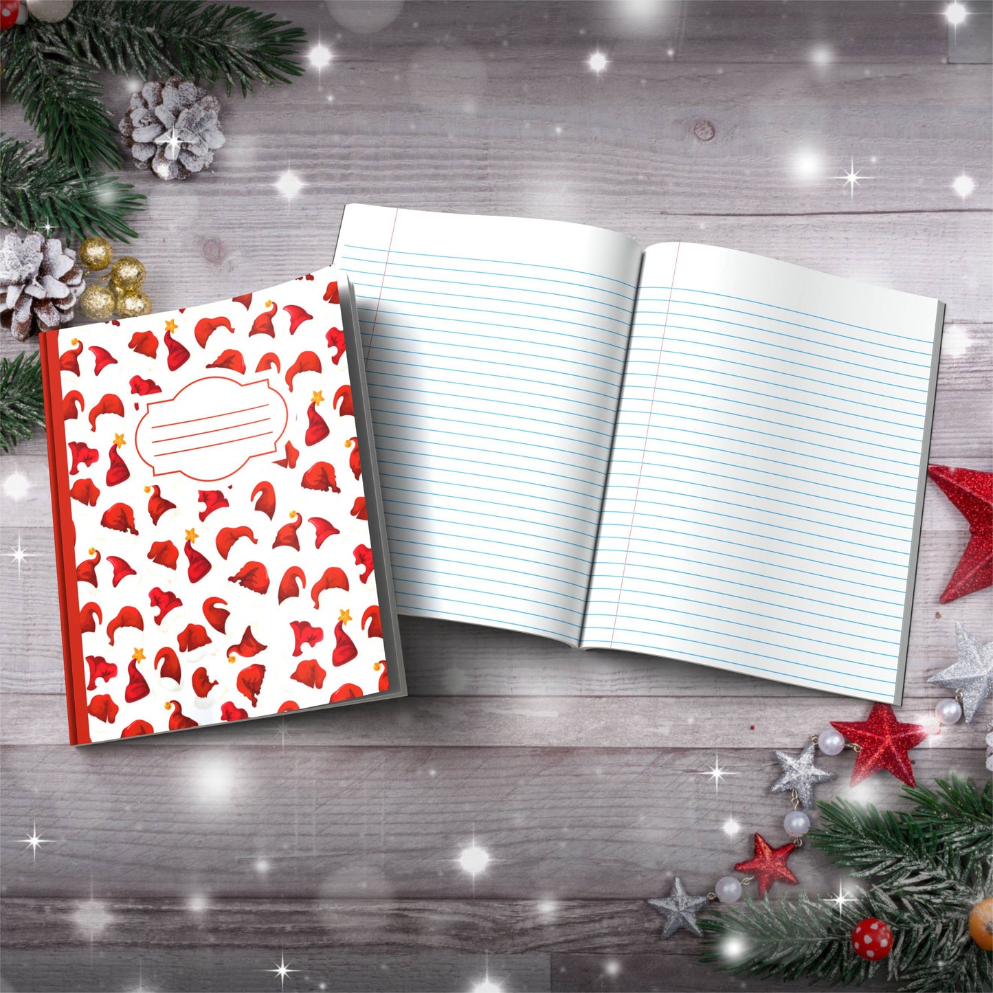 Santa Claus, Reindeer & Candy Canes Paperback Christmas Composition Notebook for mindful journaling and holiday cheer
