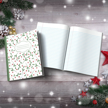 Olive & Red Trees with Snowflake Accents Paperback Christmas Composition Notebook for festive writing and holiday journaling