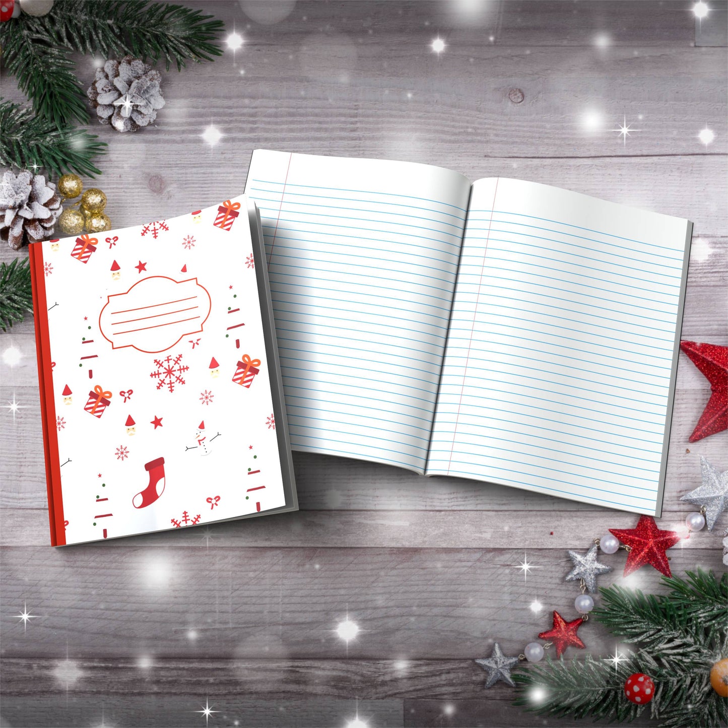 Snowmen with Olive Leaves Holiday Pattern Paperback Christmas Composition Notebook for festive writing and mindfulness