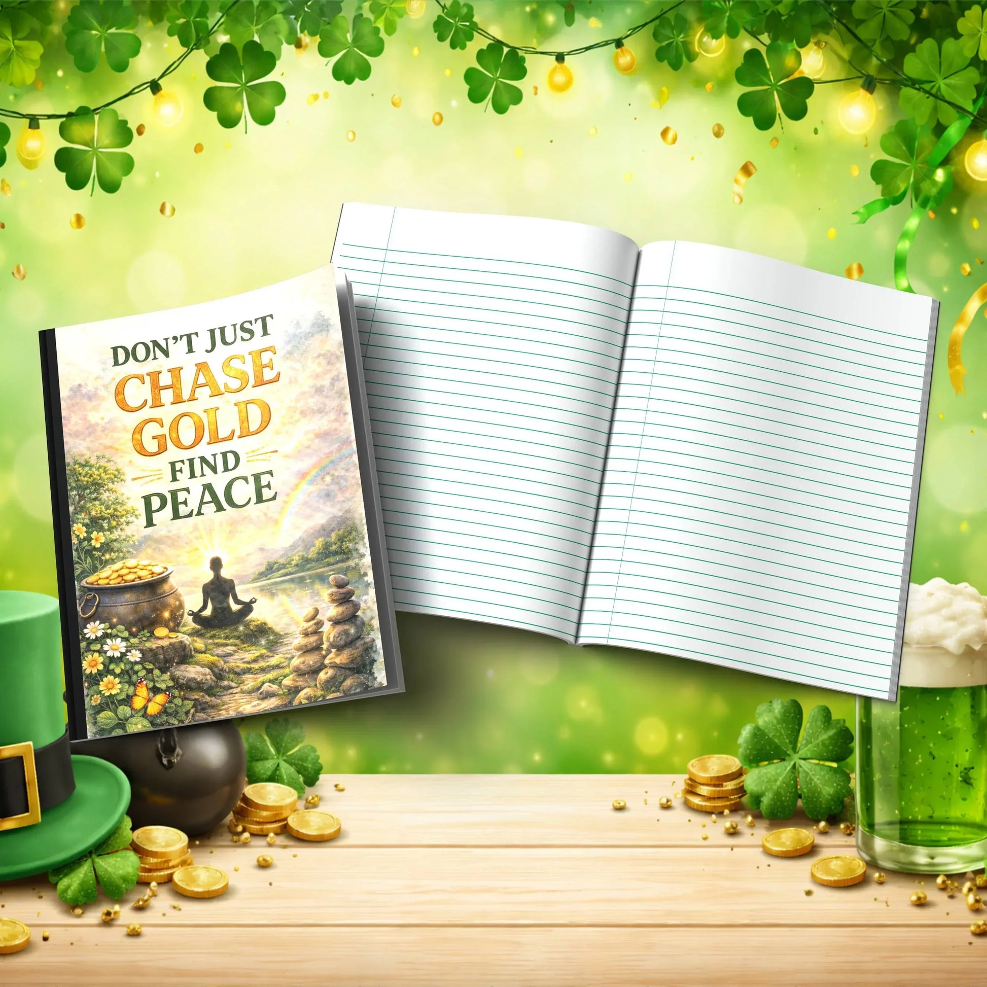 Shop our premium dont just chase gold find peace st patricks day journal from MySisterIsASurvivor.