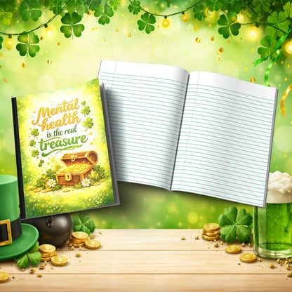 Shop our premium mental health is the real treasure st patricks day journal from MySisterIsASurvivor.