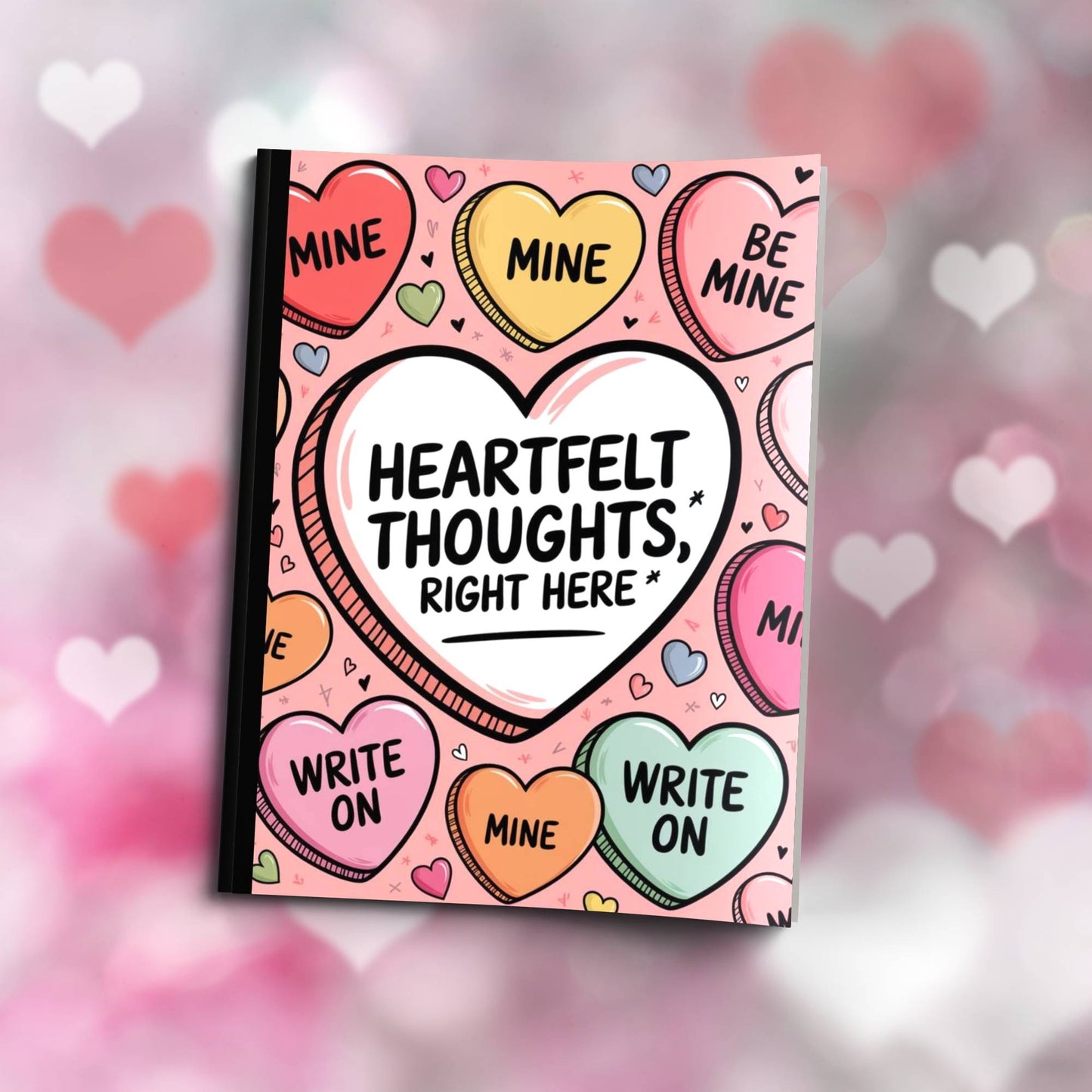 Paperback journal "Heartfelt Thoughts Right Here" featuring inspiring design, ideal for reflection, mental wellness, and daily journaling.