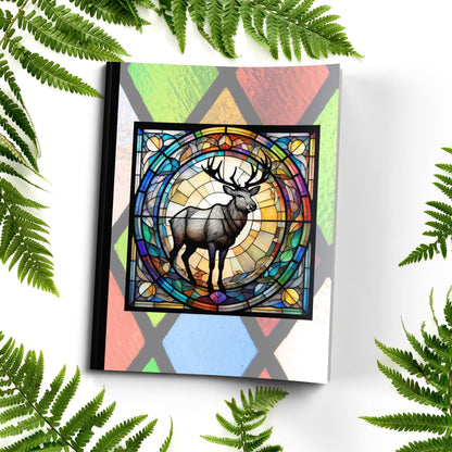 Reindeer stained glass zoo animals paperback journal composition notebook for holiday writing, journaling, and notes