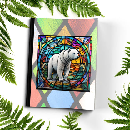 Polar bear stained glass zoo animals paperback composition notebook journal for creative writing and daily notes