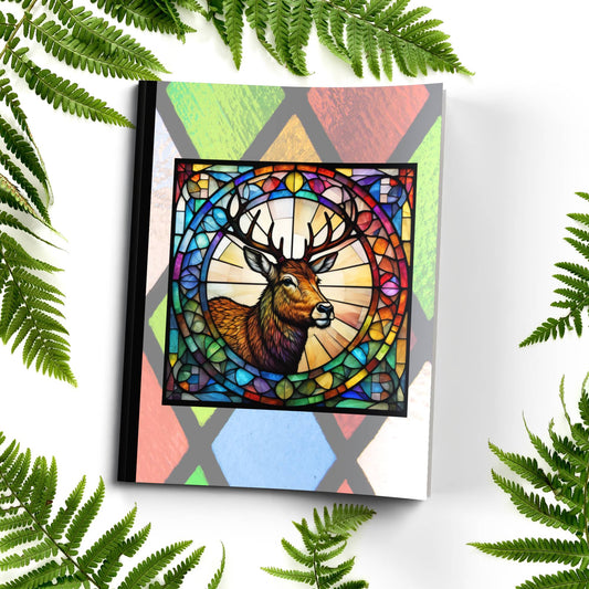 Deer stained glass zoo animals paperback composition notebook journal for mindfulness, journaling, and notes